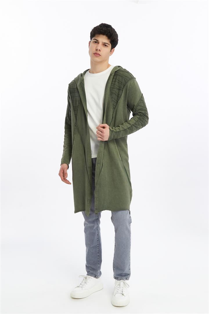 Plain Line Details Stone Washed Men's Coat