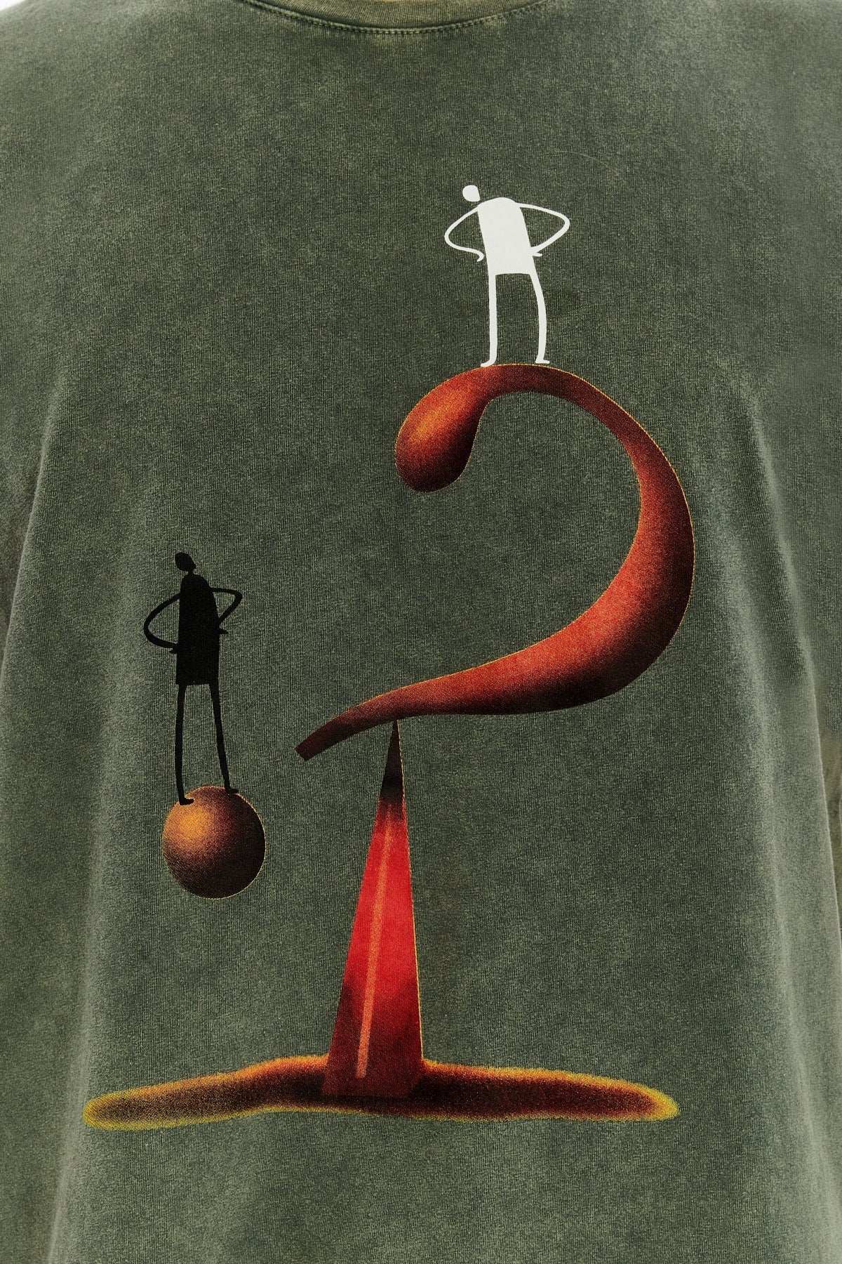 QUESTION OF BALANCE Printed Acid Washed Cotton T-shirt