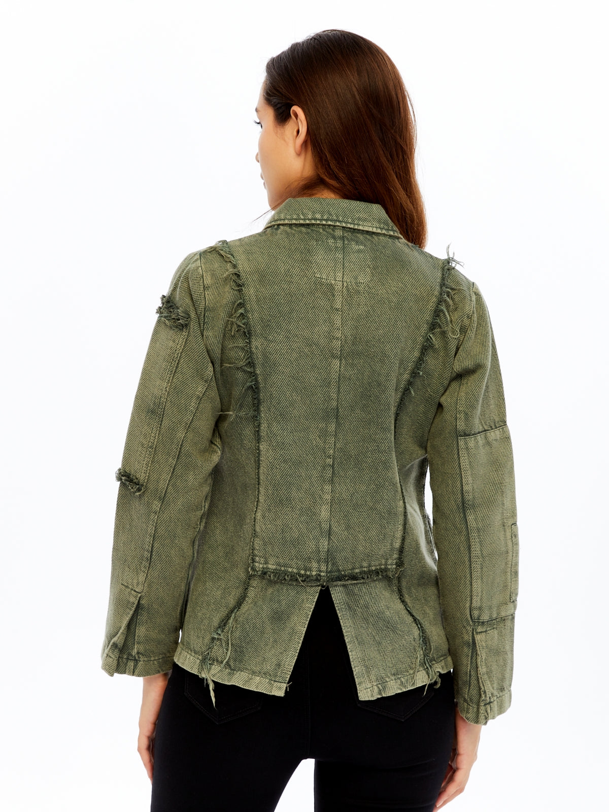 ACID WASHED JEANS STYLE DETAILED WOMEN JACKET