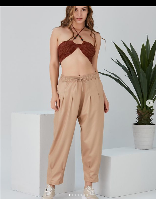 Satin Drawstrings Cropped Cotton Women Jogger