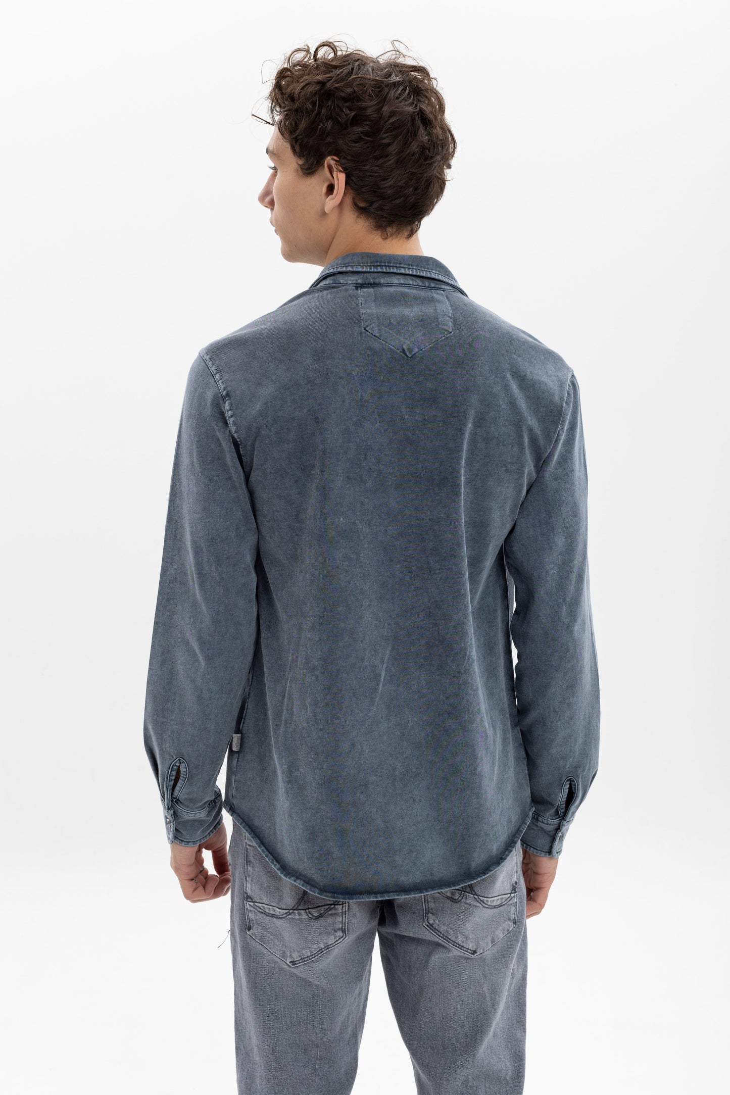 Stone Washed Plain Long Sleeve Men's Shirt