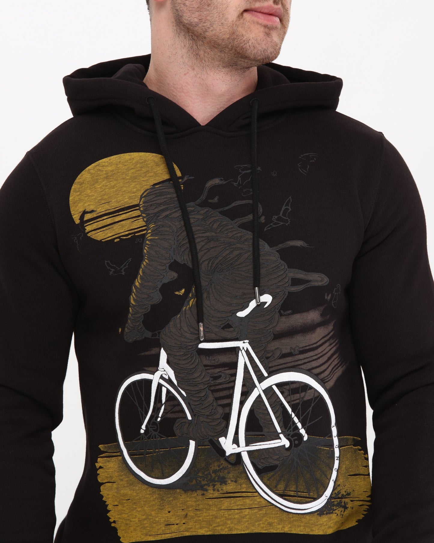 Anthracite Bike Mummy illustration Print Cotton Men's Hoodie
