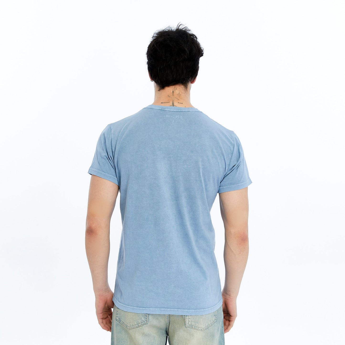 Stone Washed Effect PI OF INTERESTING NUMBER Printed Cotton T-shirt