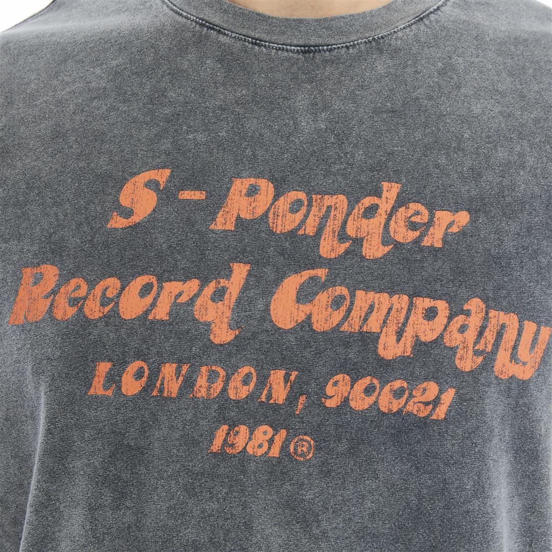 Stone Washed Effect Rock City Back & Front Printed Baggy T-shirt