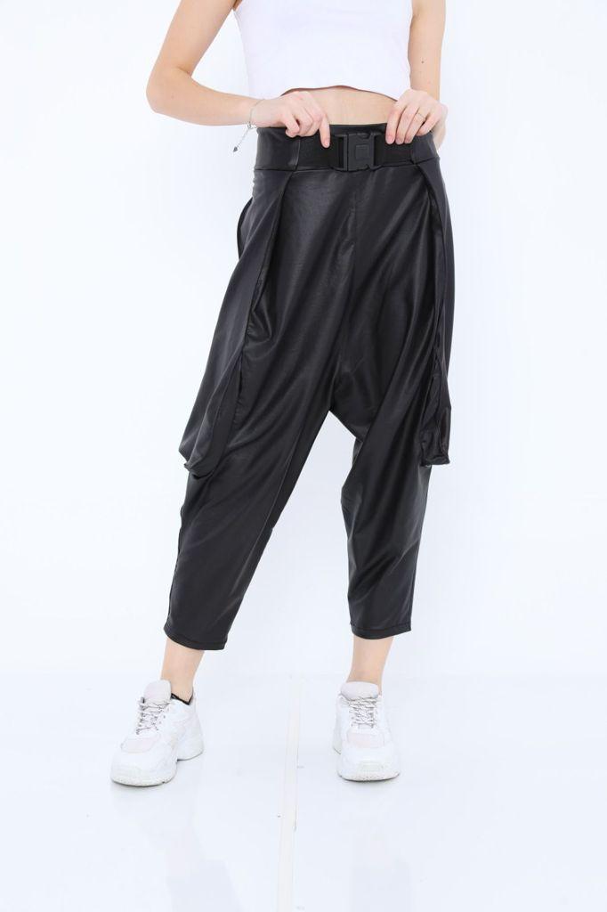 Black Satin Harem Women Trousers
