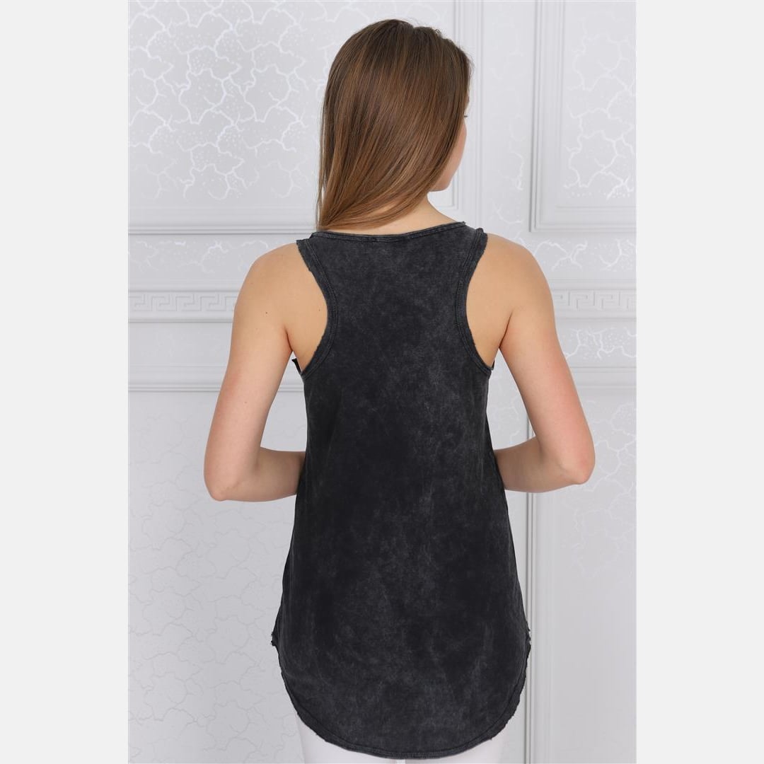 Anthracite Stone Washed Google Cat Animal Printed Cotton