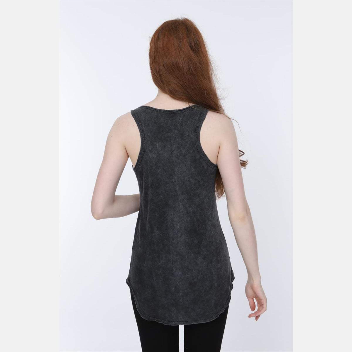 Anthracite Stone Washed Nightmare Printed Cotton Women Vest