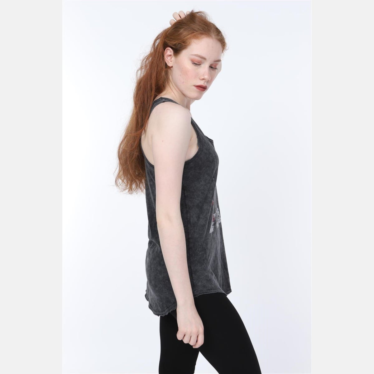 Anthracite Stone Washed Skull Printed Cotton Women Vest - S-Ponder Shop