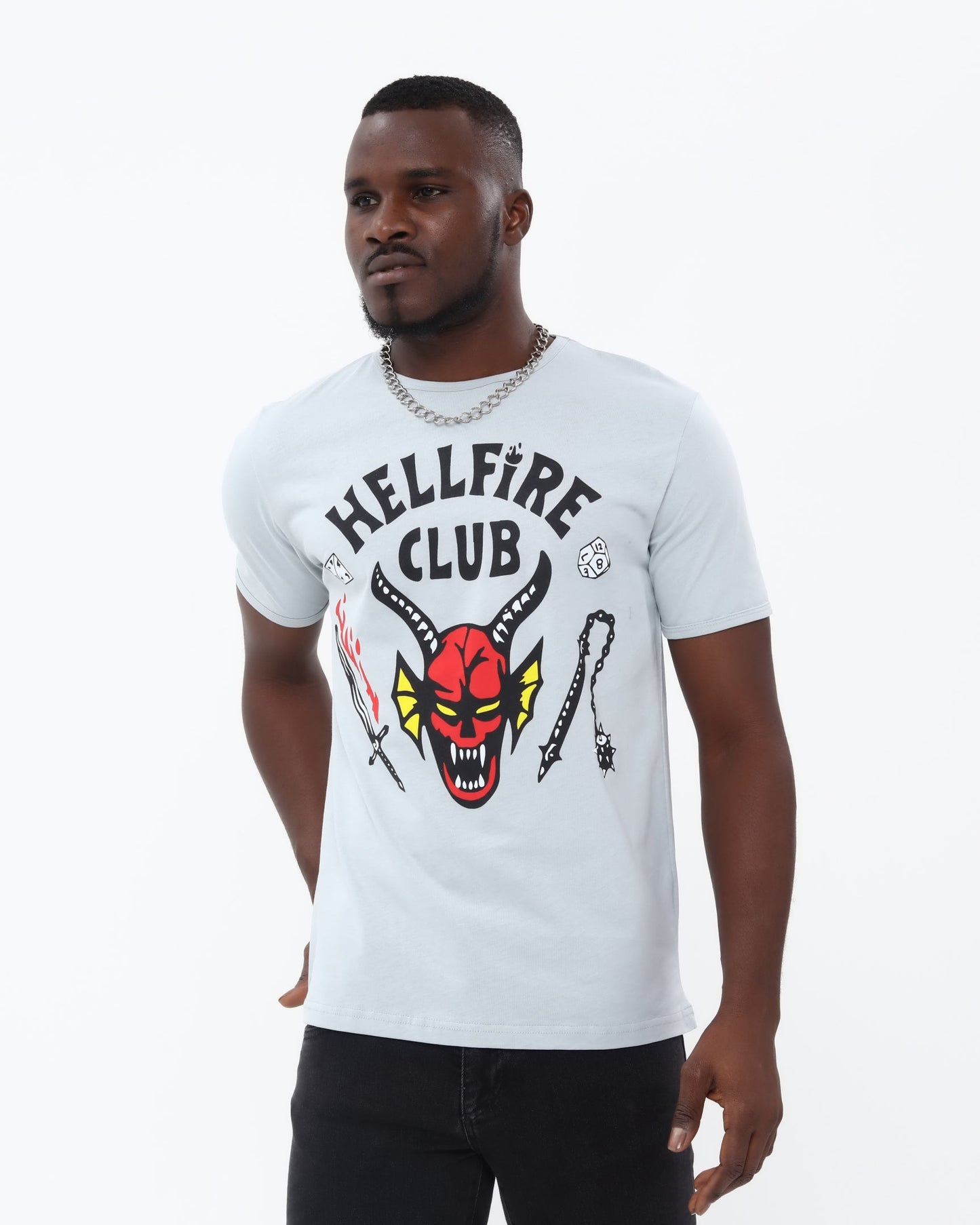 Stranger Things Hell Fire Club Print Cotton T-Shirt