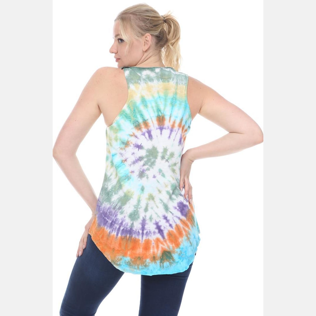 Yellow Round Tie Dye Cotton Women Vest - S-Ponder Shop