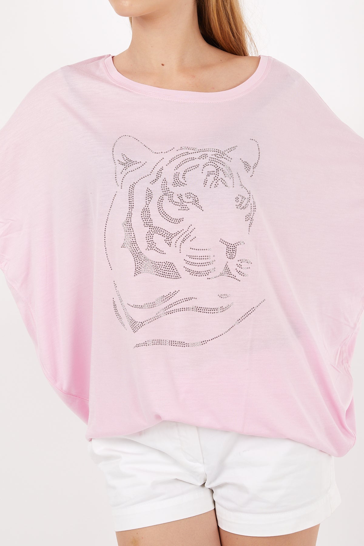 Shinny Tiger Face Animal Print Women Cotton Tops