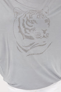 Shinny Tiger Face Animal Print Women Cotton Tops