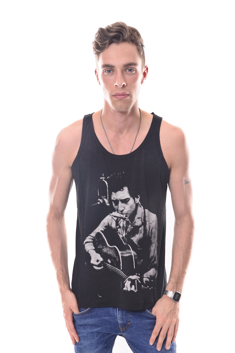 Black Bob Dylan Printed Cotton Vest