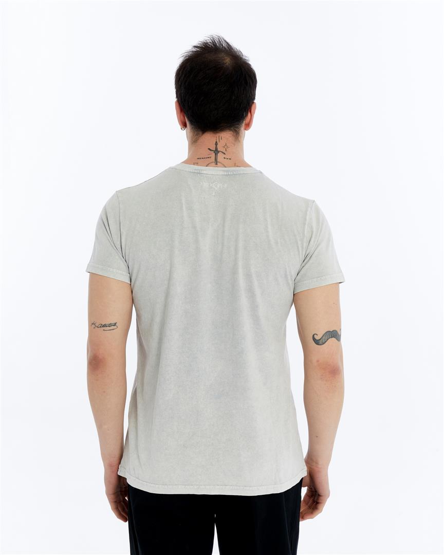 Stone Washed ZOL TAR  SPEAKS  Printed Cotton  T-shirt