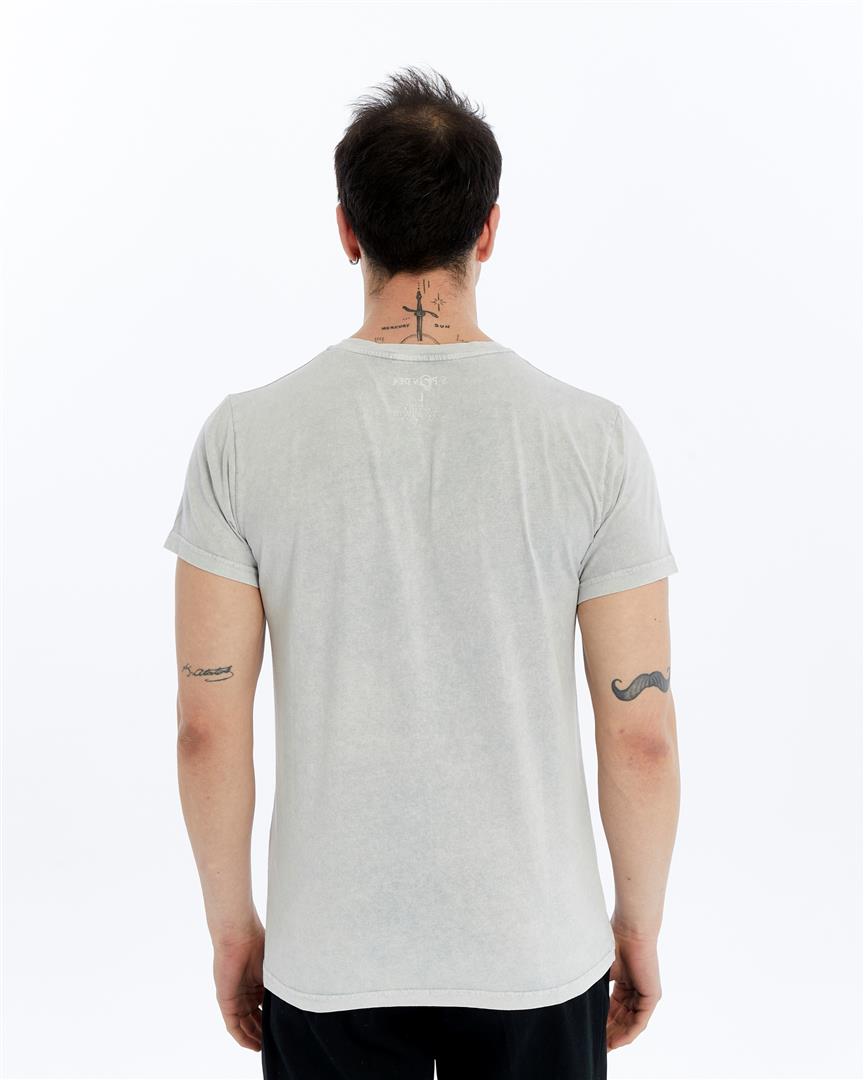 Stone Washed Effect Sword Catana Cat Art  Printed Cotton  T-shirt