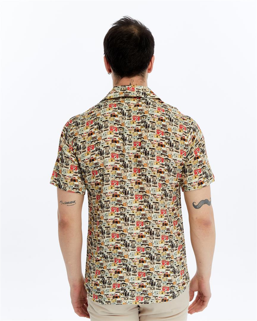 All Over Cameras Patterned  Short Sleeve Men's Regular Shirt