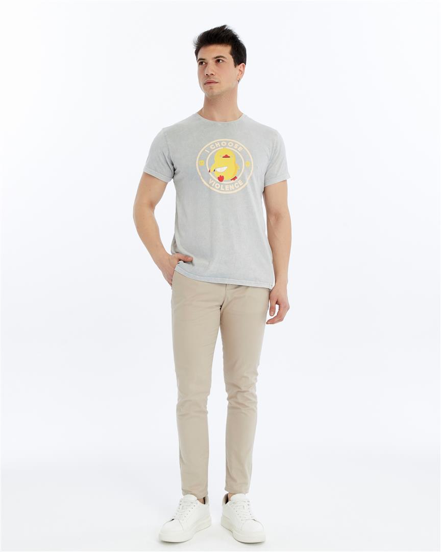 Stone Washed I CHOOSE VIOLENCE CHICK Printed Cotton  T-shirt