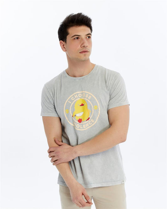Stone Washed I CHOOSE VIOLENCE CHICK Printed Cotton  T-shirt