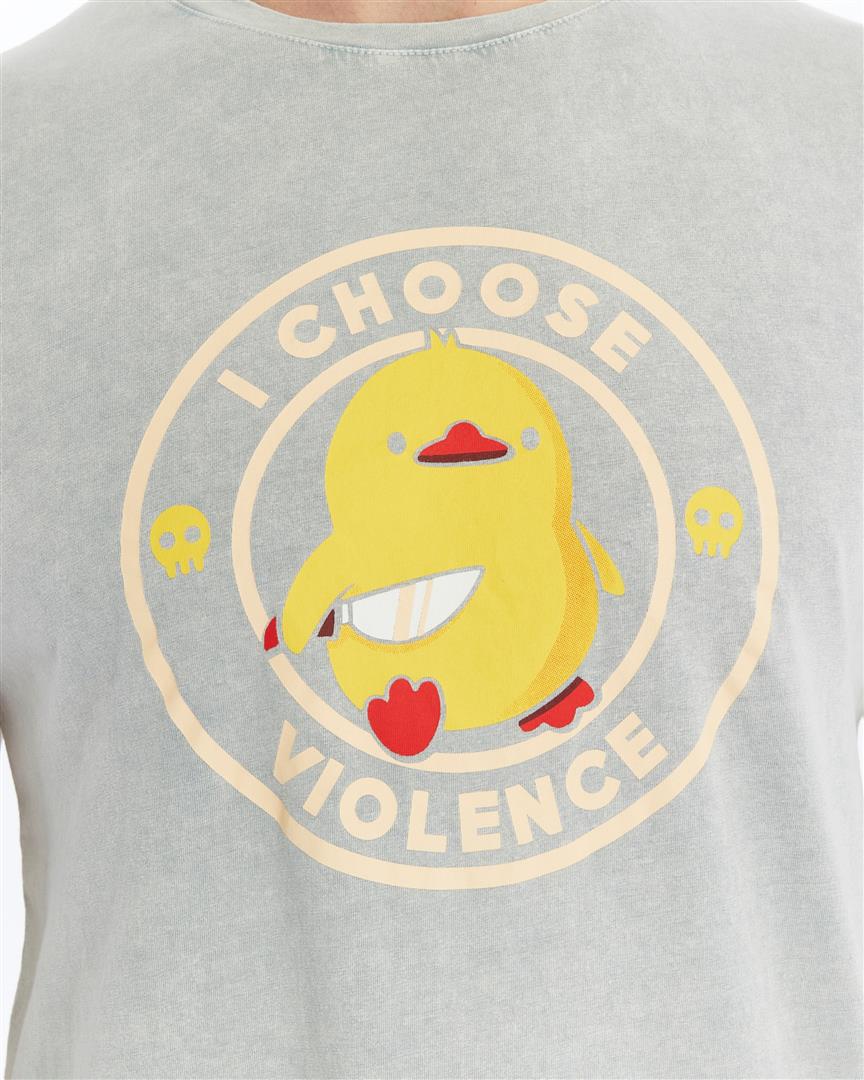 Stone Washed I CHOOSE VIOLENCE CHICK Printed Cotton  T-shirt