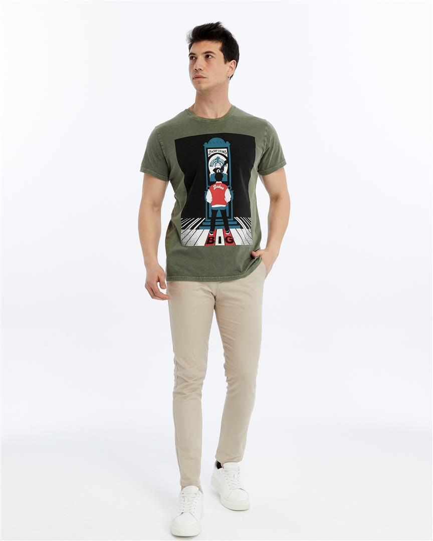 Stone Washed ZOL TAR  SPEAKS  Printed Cotton  T-shirt