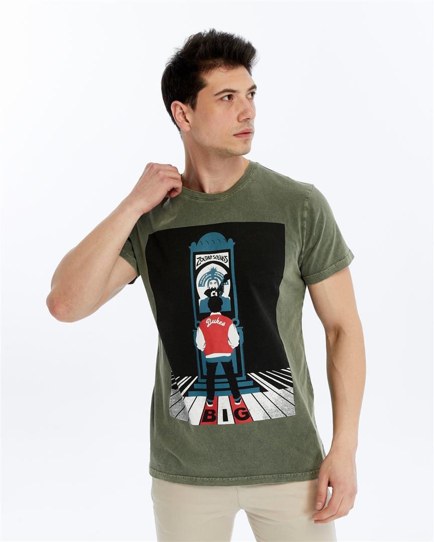 Stone Washed ZOL TAR  SPEAKS  Printed Cotton  T-shirt