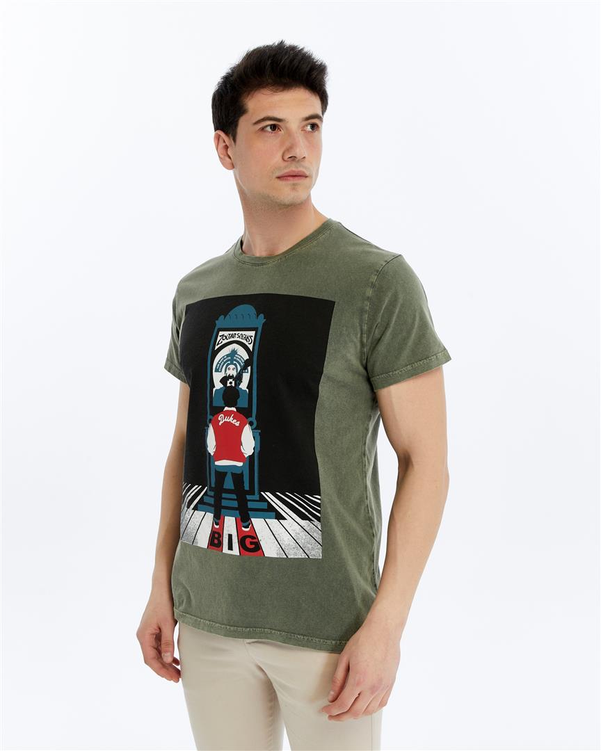 Stone Washed ZOL TAR  SPEAKS  Printed Cotton  T-shirt