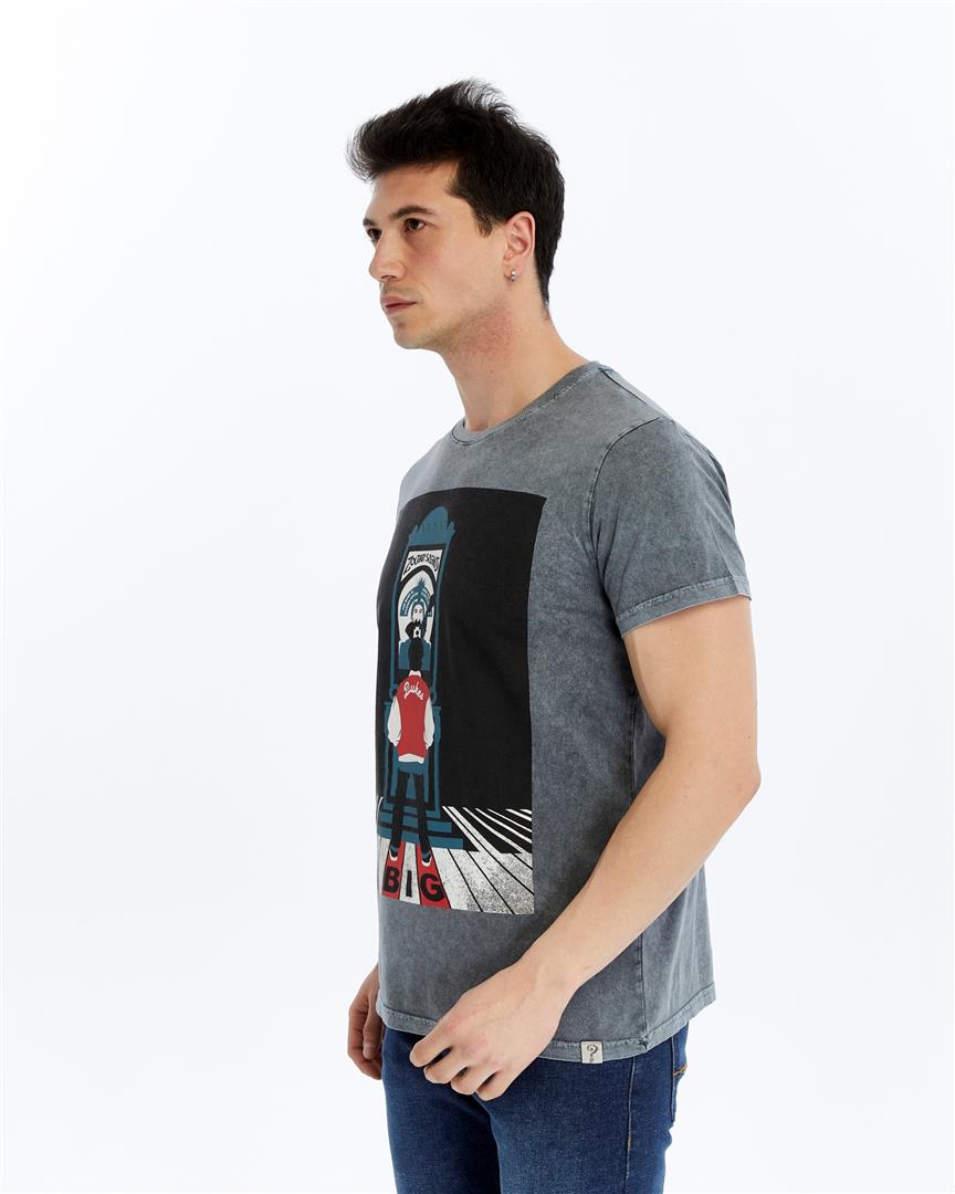 Stone Washed ZOL TAR  SPEAKS  Printed Cotton  T-shirt
