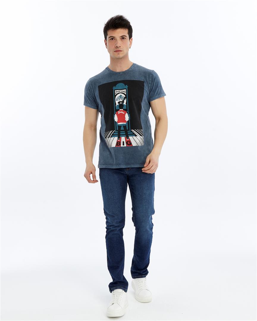 Stone Washed ZOL TAR  SPEAKS  Printed Cotton  T-shirt