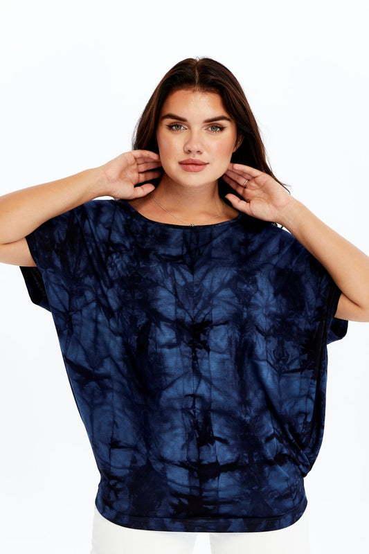 Shiny Sparkly Angle Wings Ballon Cut  Tie Die Women Top