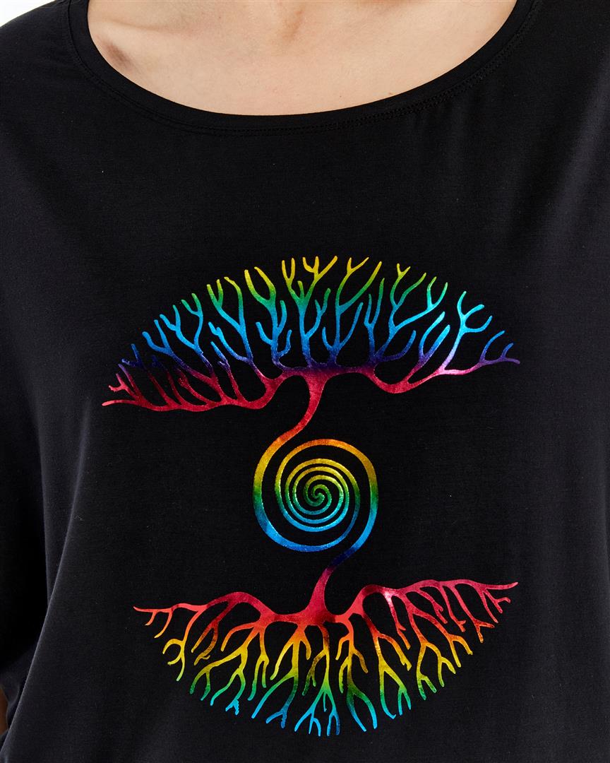 Sparkly AS ABOVE AS BELOW  Emboirdery  Ballon Cut Women Cotton T-Shirt