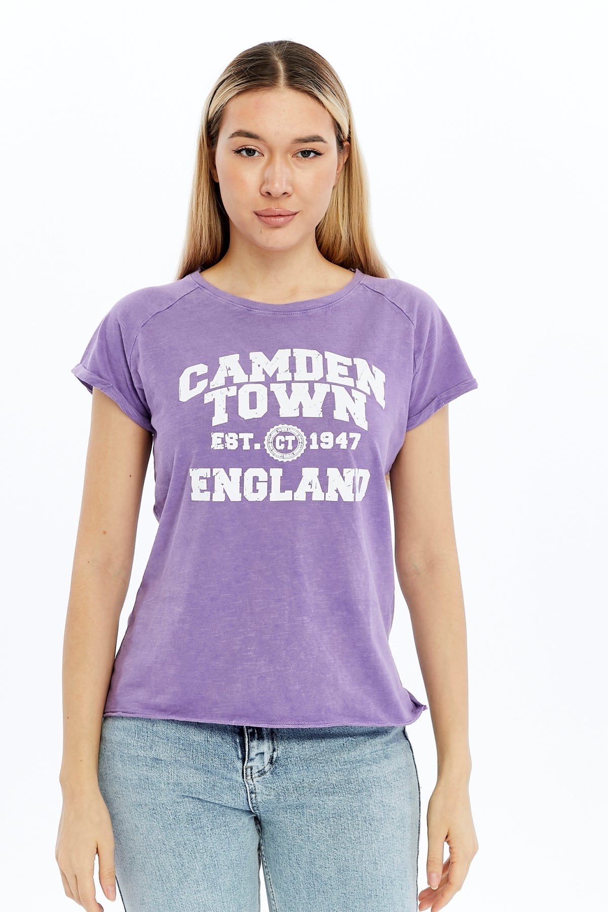 Acid Washed Camden Town Typographic Cotton Women T-shirt