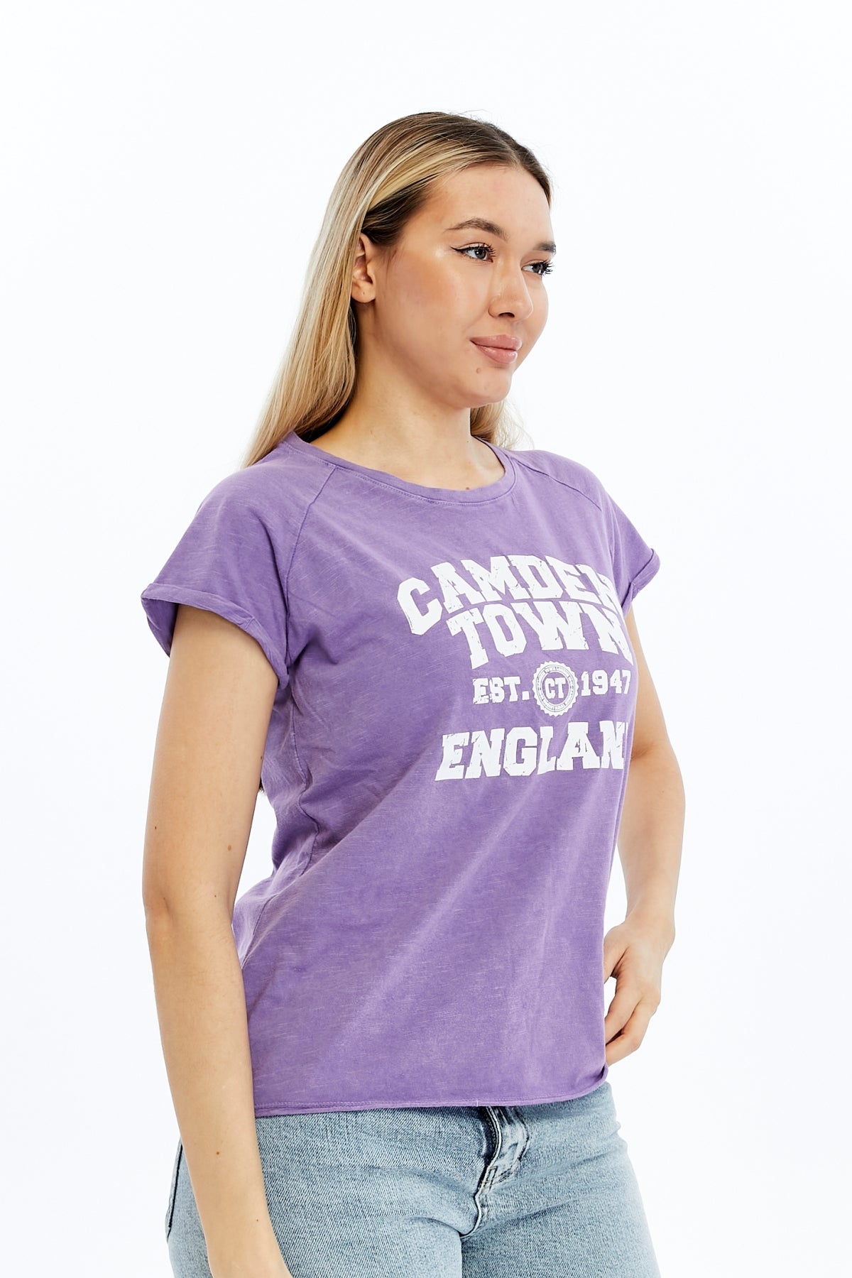 Acid Washed Camden Town Typographic Cotton Women T-shirt