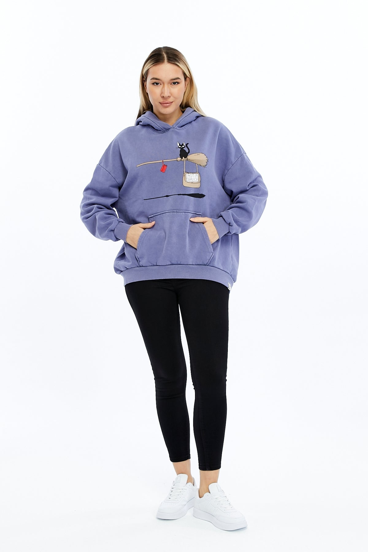Not In Service !  Printed  Acid Washed Women Cotton Hoodie