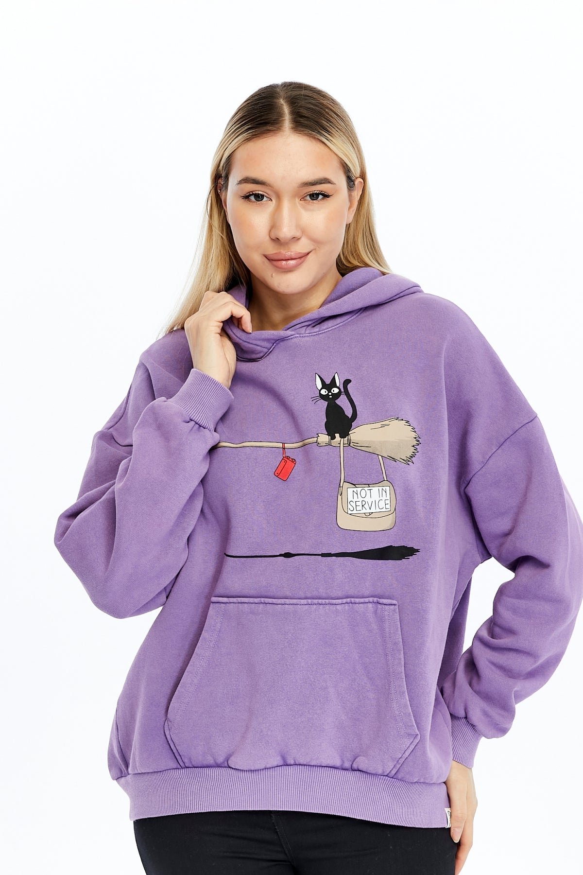 Not In Service !  Printed  Acid Washed Women Cotton Hoodie