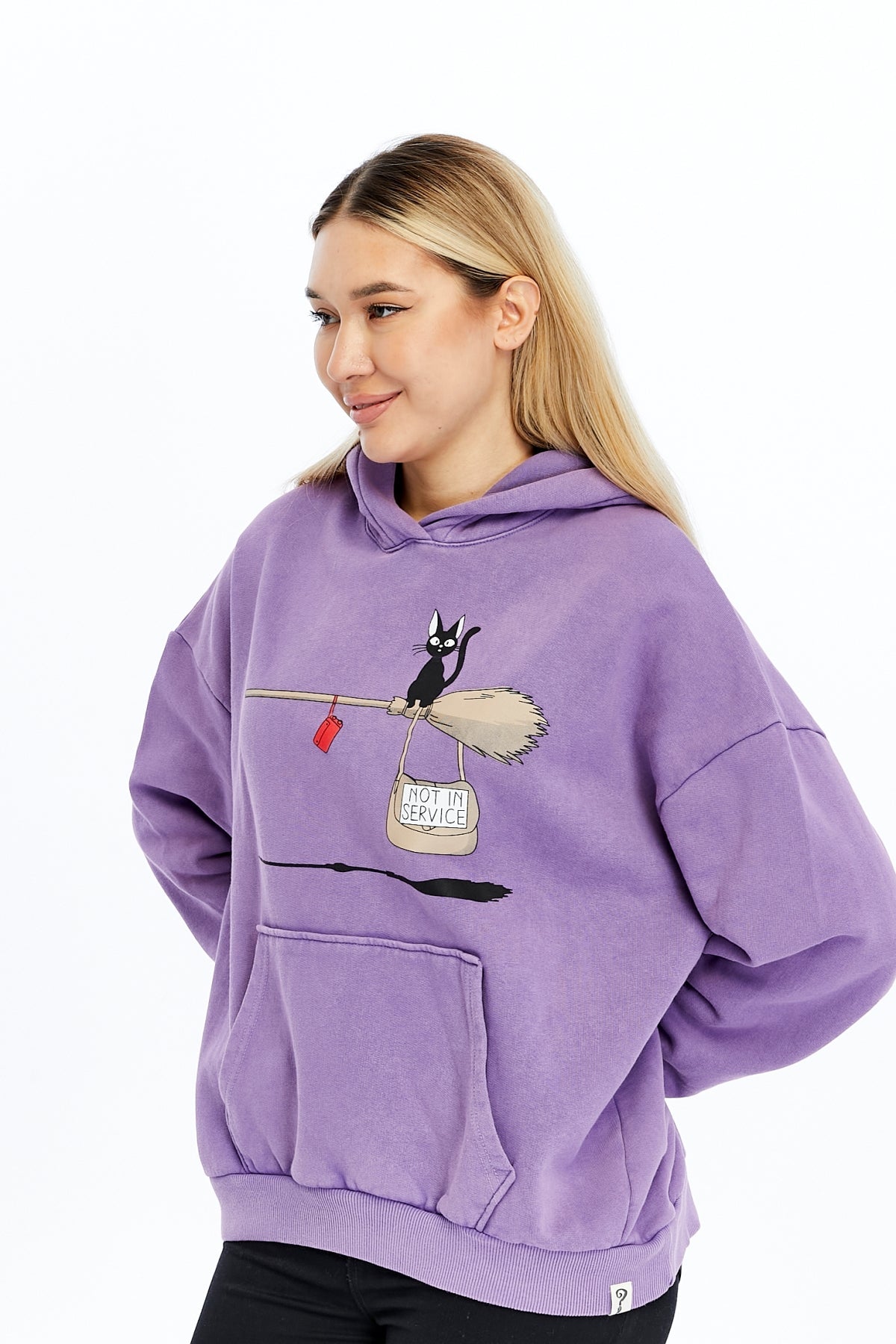Not In Service !  Printed  Acid Washed Women Cotton Hoodie