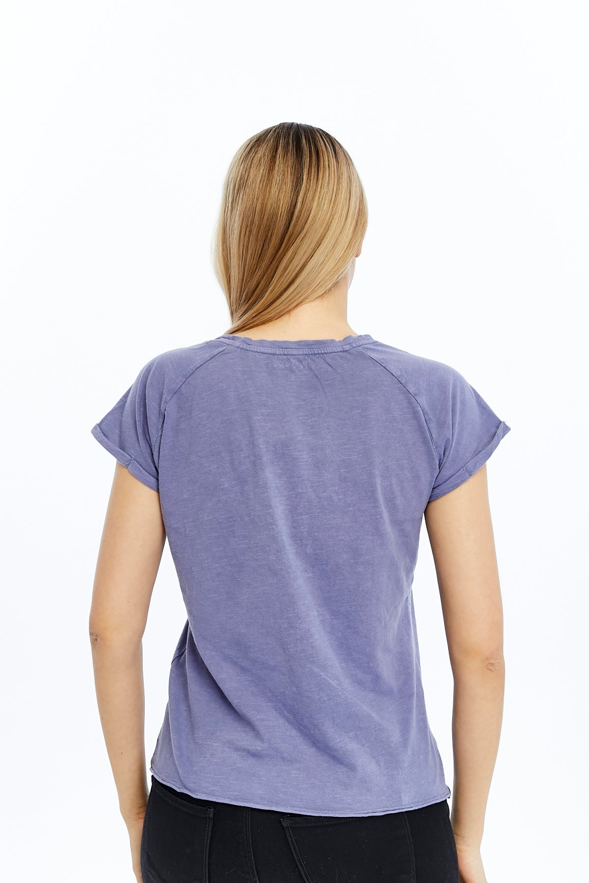 Stone washed Cat & What Printed Cotton Women T-shirt