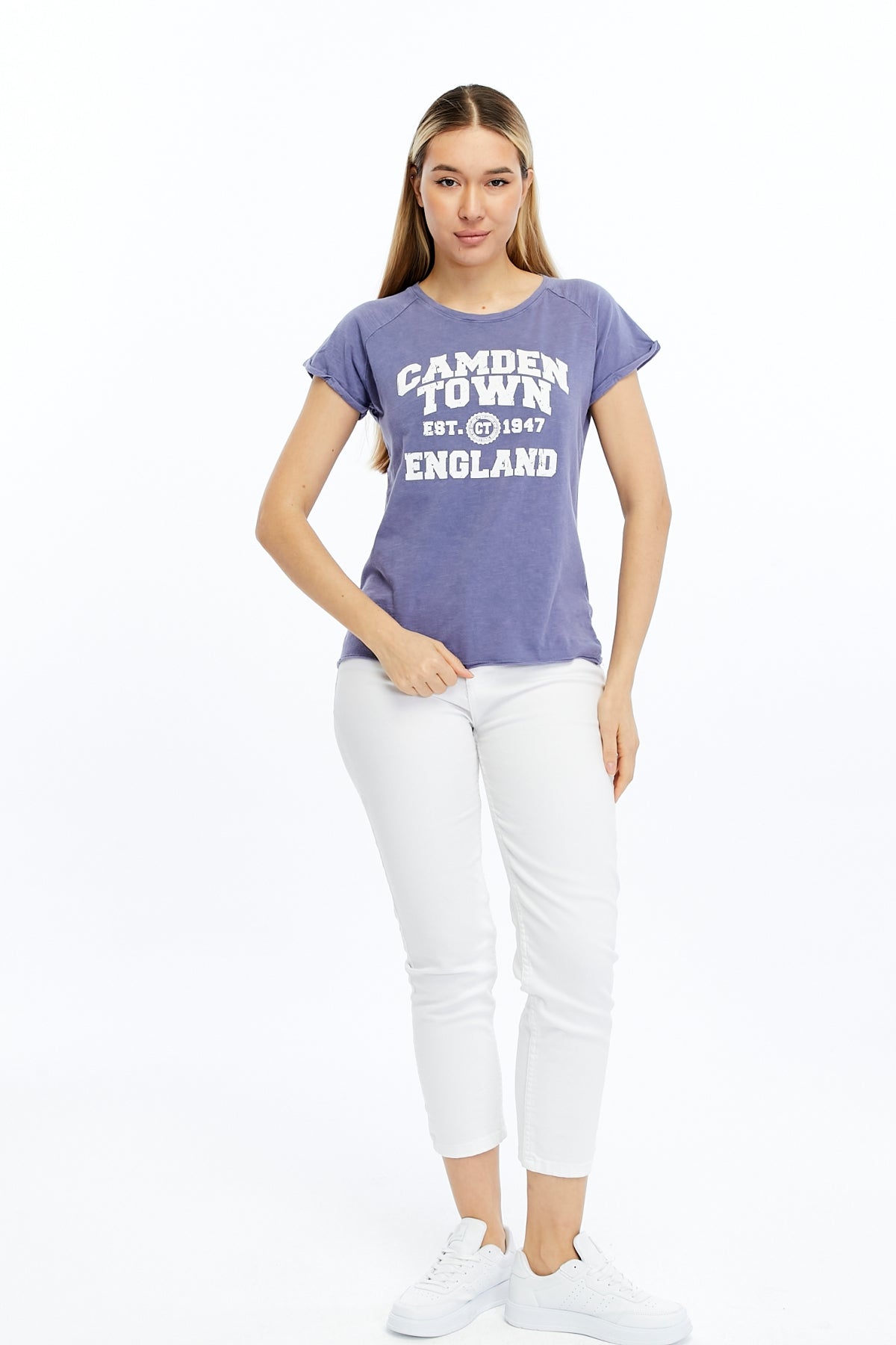Acid Washed Camden Town Typographic Cotton Women T-shirt