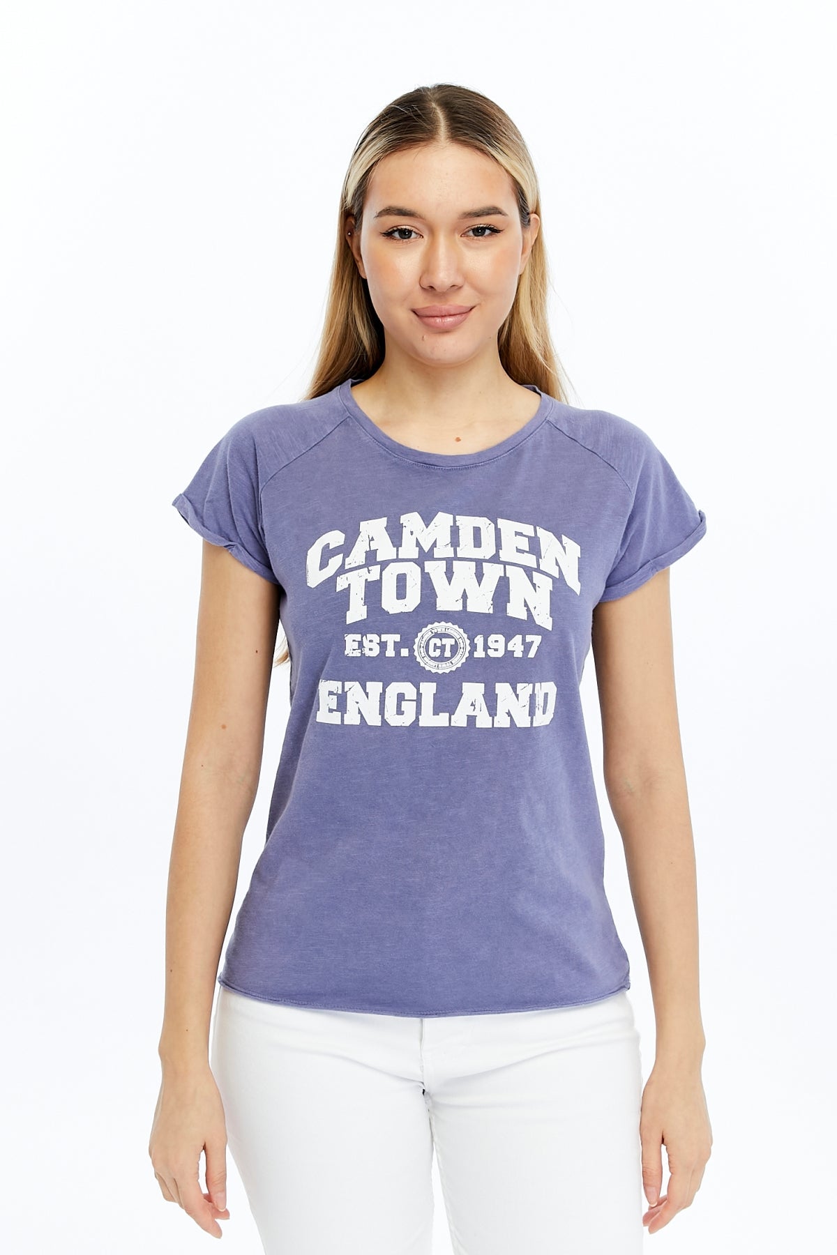 Acid Washed Camden Town Typographic Cotton Women T-shirt