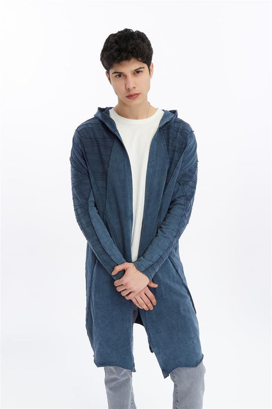 Plain Line Details Stone Washed Men's Coat