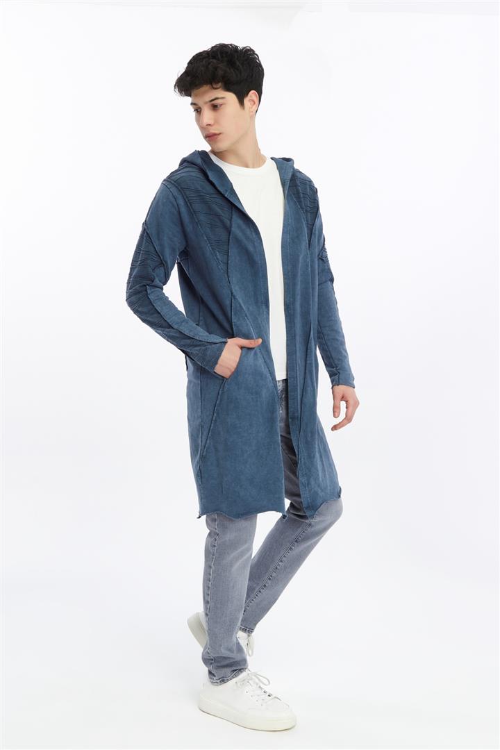 Plain Line Details Stone Washed Men's Coat