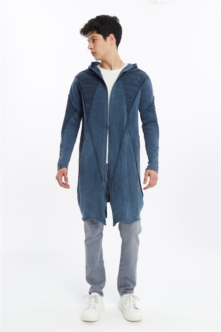 Plain Line Details Stone Washed Men's Coat