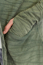 Thumbhole Sleeve Design Acid Washed Cotton Men's Hooded Cardigan