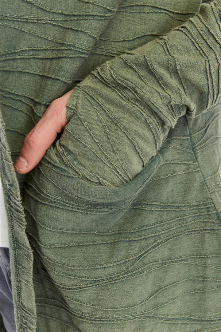 Thumbhole Sleeve Design Acid Washed Cotton Men's Hooded Cardigan