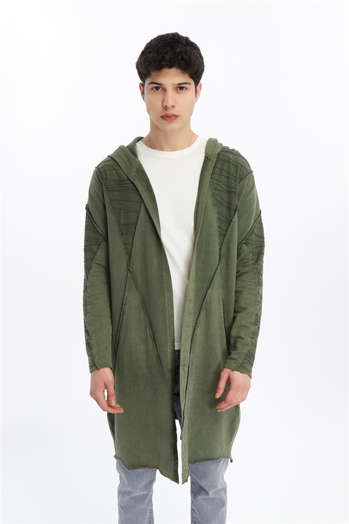 Plain Line Details Stone Washed Men's Coat