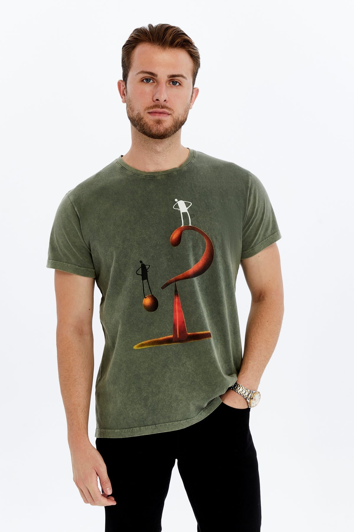QUESTION OF BALANCE  Printed Acid Washed Cotton  T-shirt