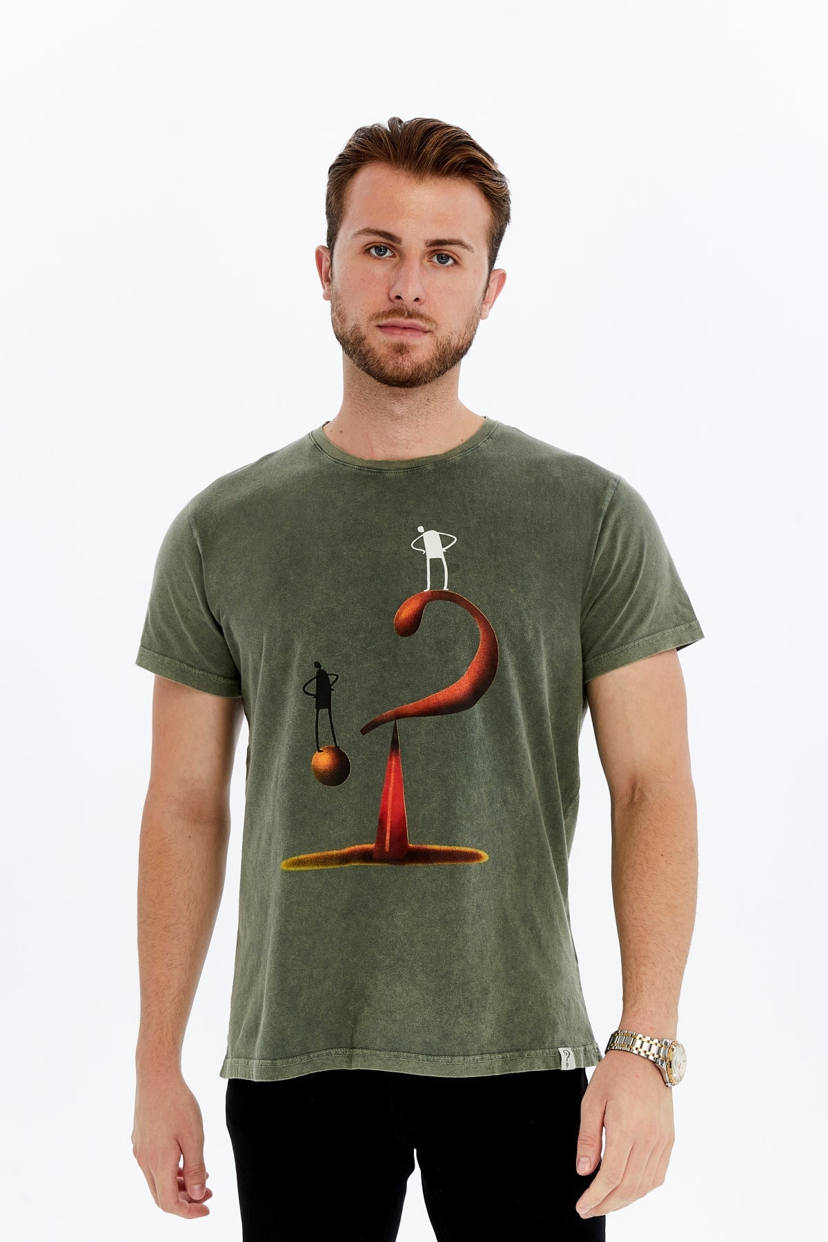 QUESTION OF BALANCE  Printed Acid Washed Cotton  T-shirt