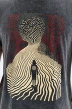 ADVENTURE  Printed Acid Washed Cotton  T-shirt