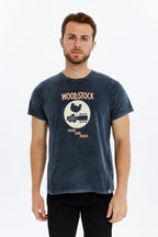 Stone Washed WOODSTOCK   Printed Cotton  T-shirt