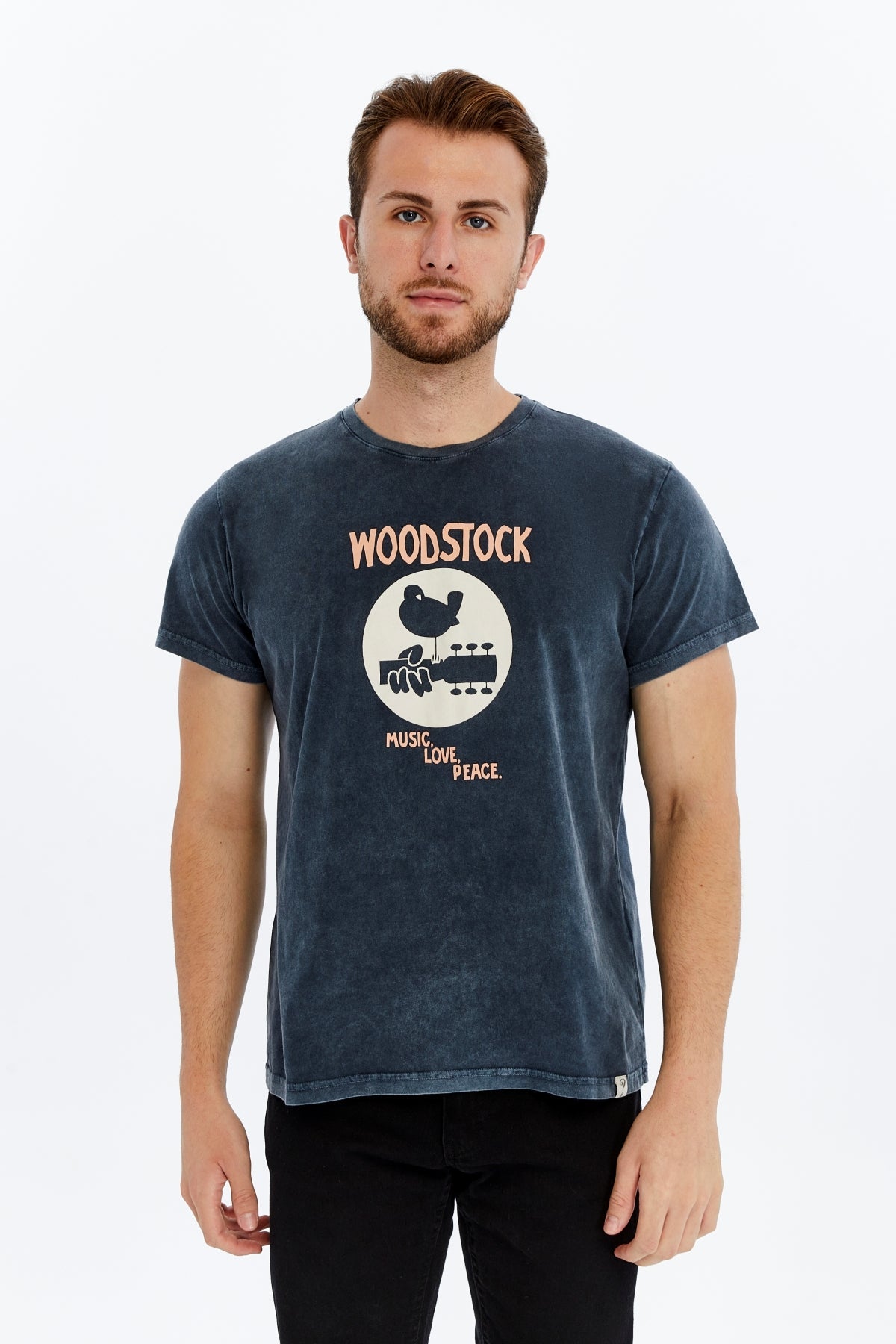 Stone Washed WOODSTOCK   Printed Cotton  T-shirt