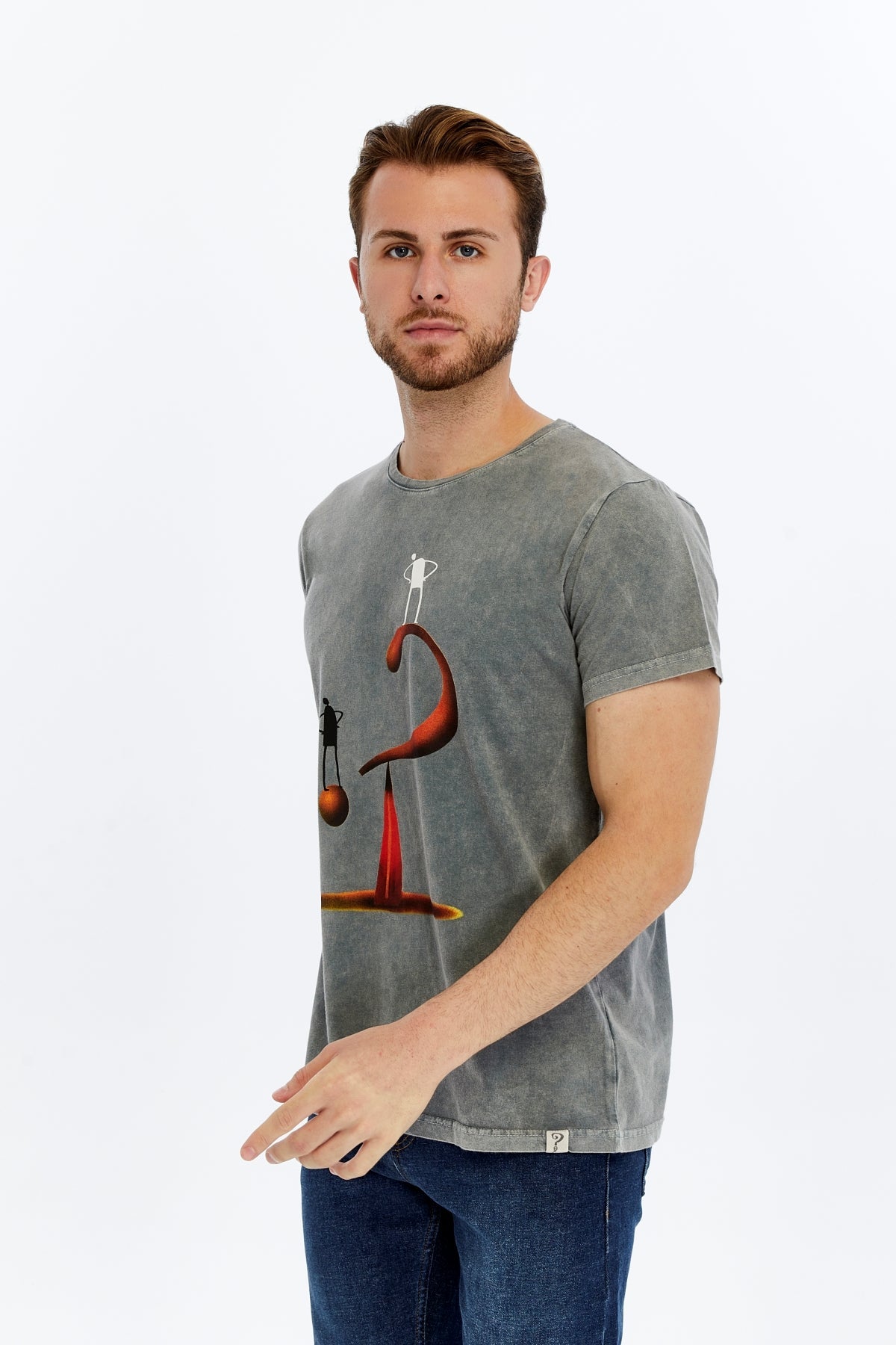 QUESTION OF BALANCE  Printed Acid Washed Cotton  T-shirt